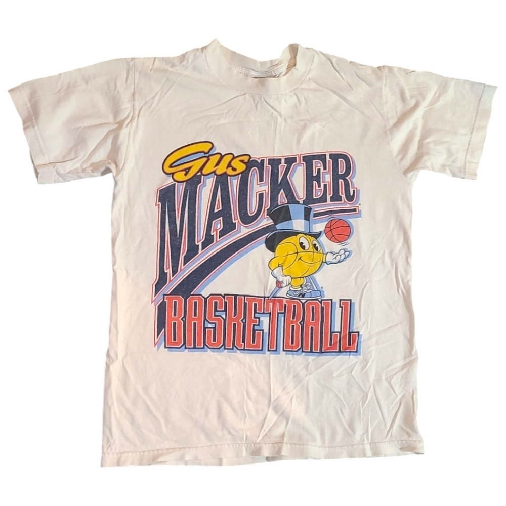 VINTAGE‎ GUS MACKER WHITE T SHIRT FRONT LOGO Y2K SIZE SMALL